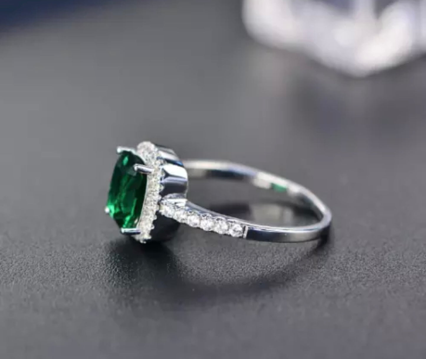 Rhinestone Emerald Square Ring
