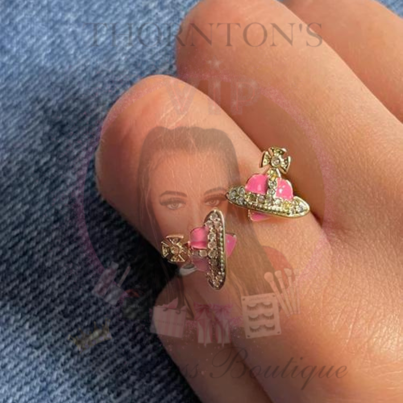 Pink Heart Orb Ring