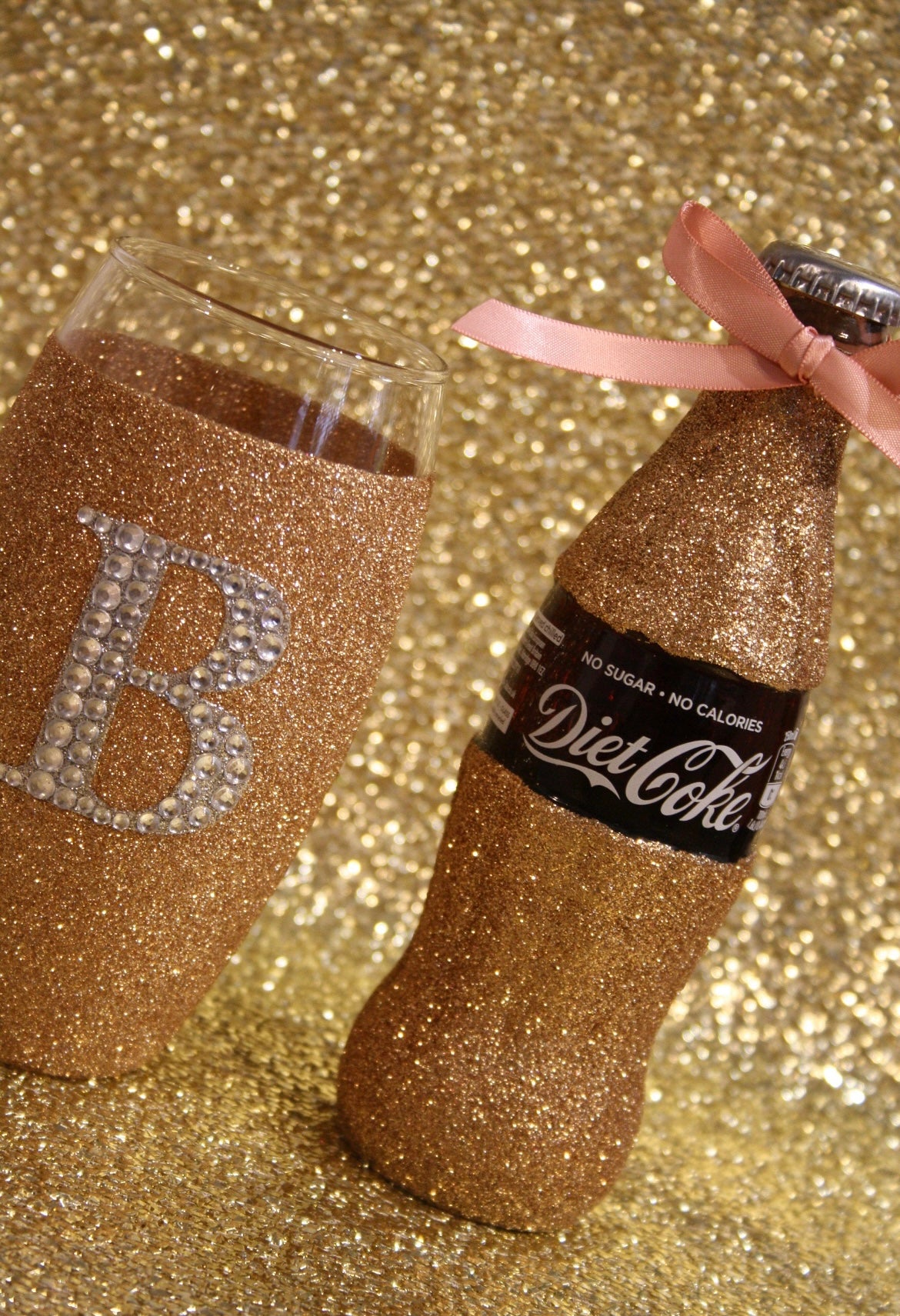 Personalised Glitter Coca-Cola Diamanté High Ball Glass Set