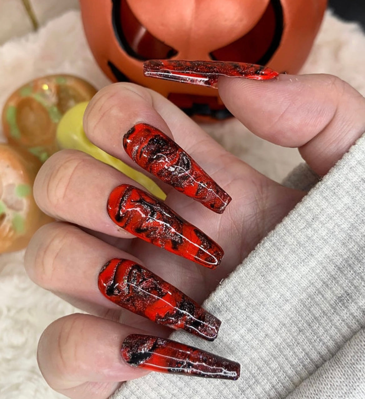 Black & Red Ocean Marble