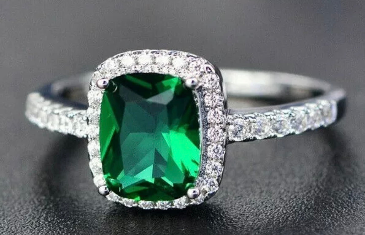 Rhinestone Emerald Square Ring