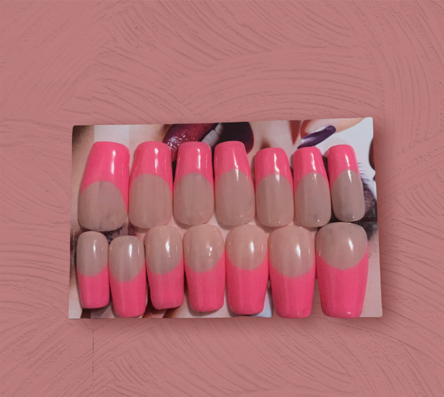 Pink Neon Tip Nails