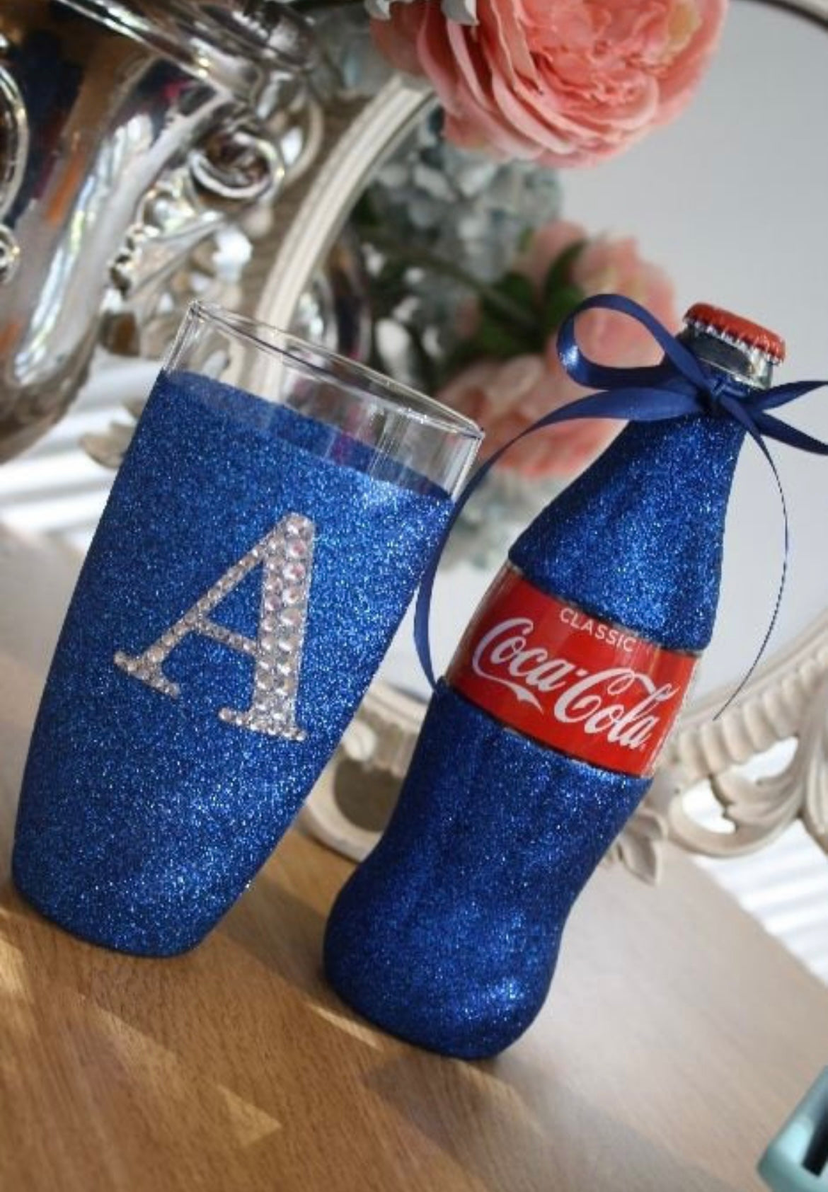 Personalised Glitter Coca-Cola Diamanté High Ball Glass Set