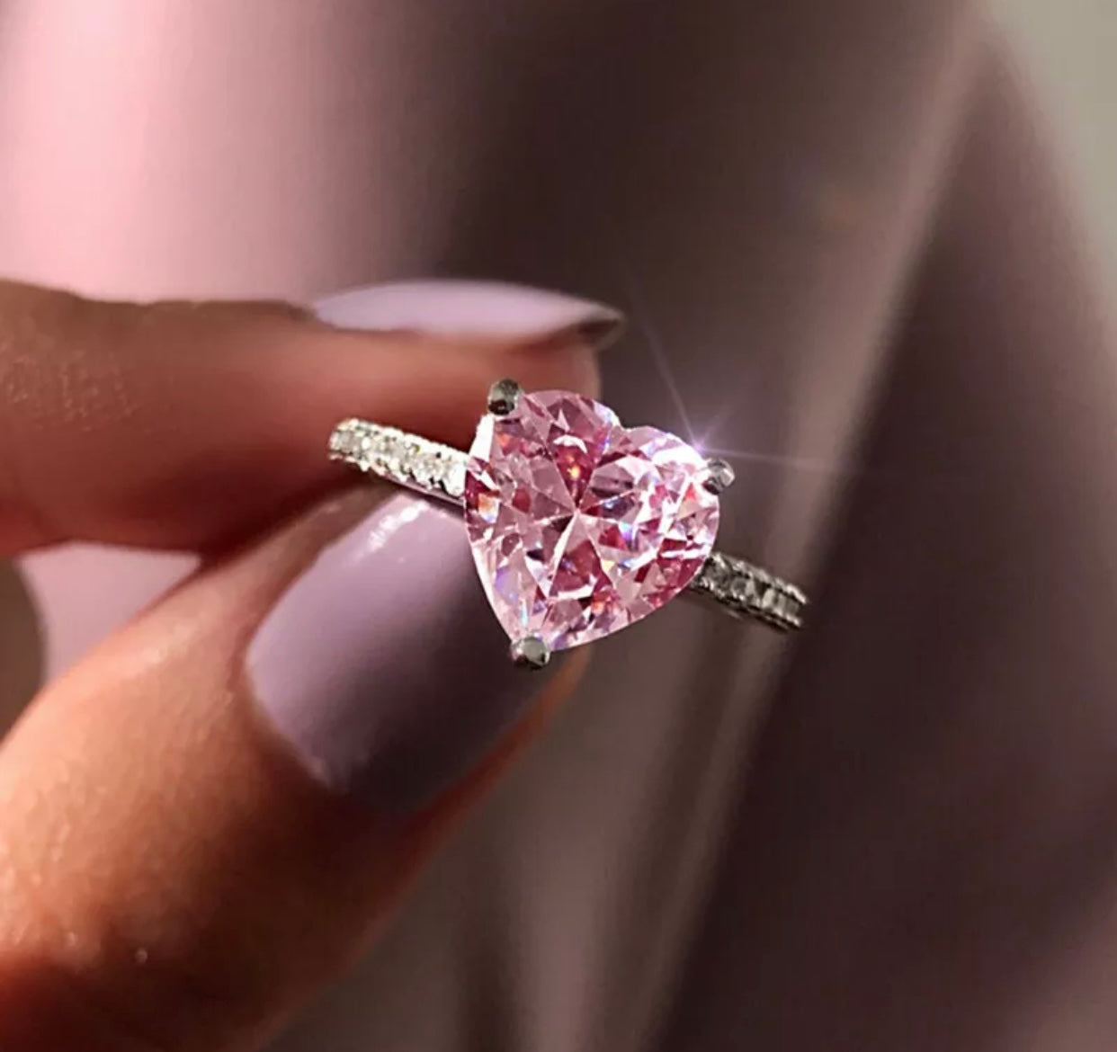 Pink Heart Cubic Zirconica Ring