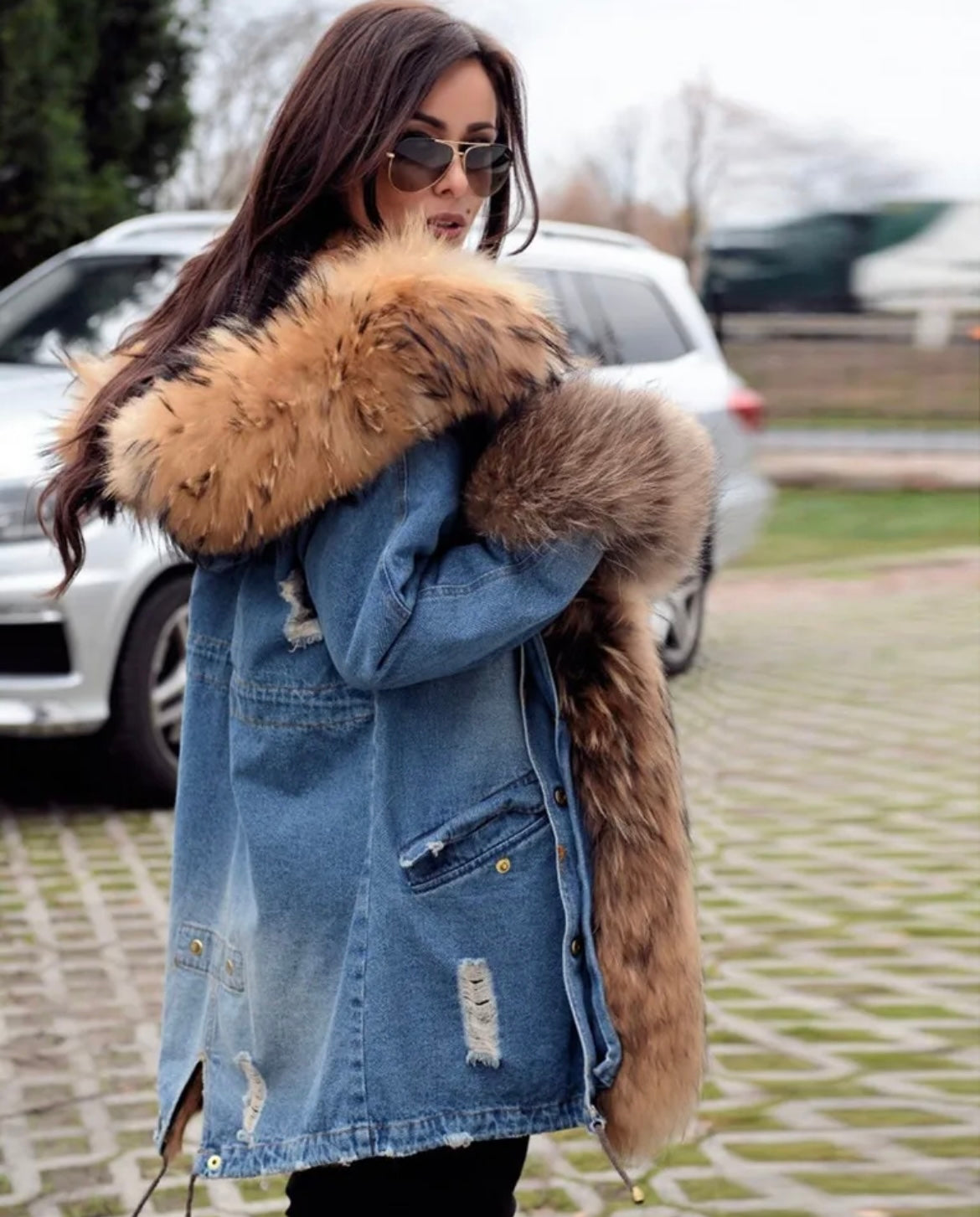 Nadia Denim Faux Fur Jacket