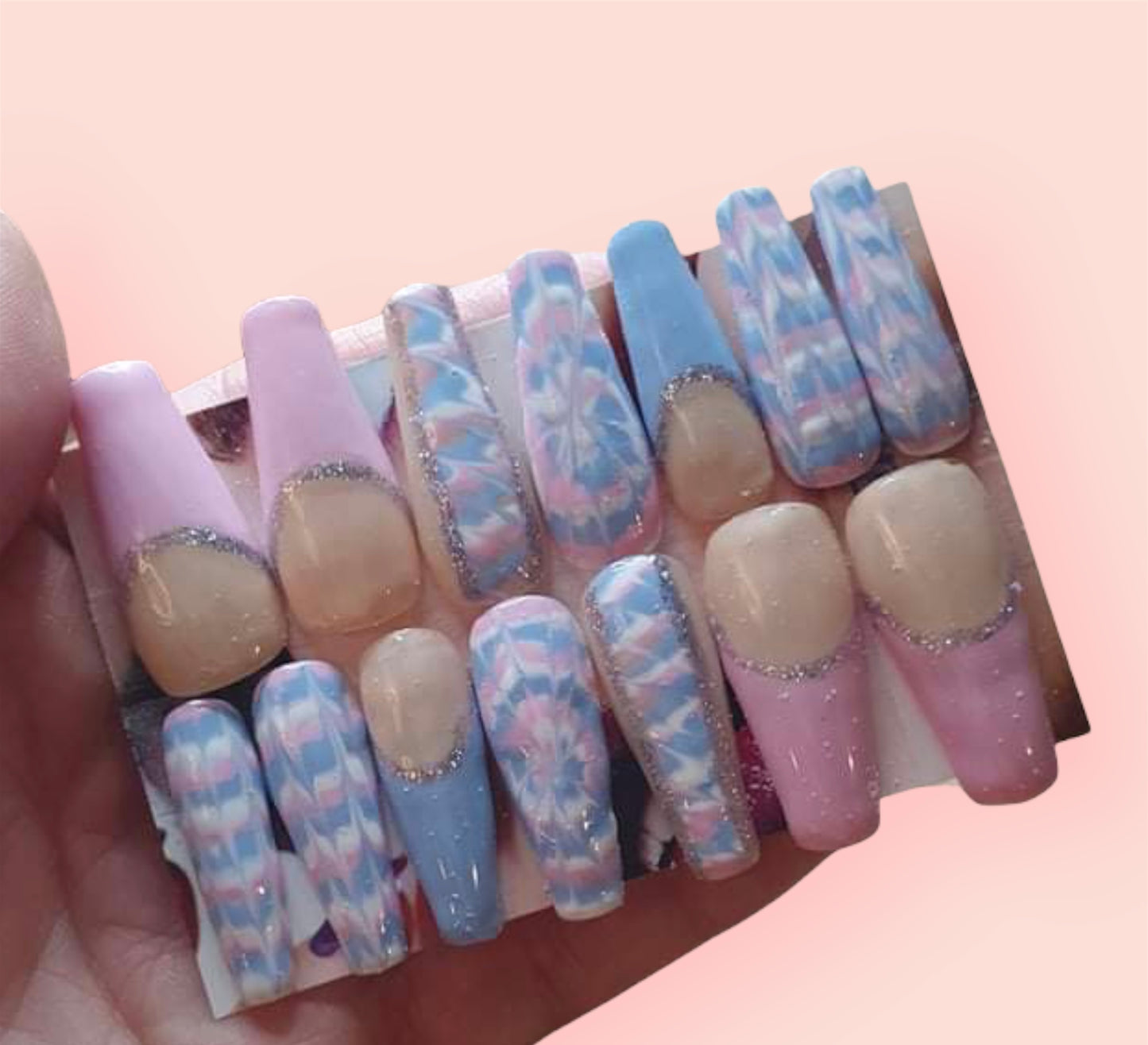 Pastel Cupcake Sparkle Nails
