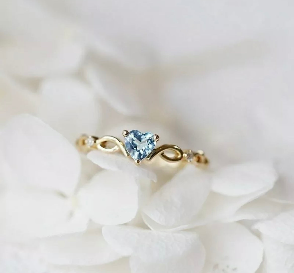 Gold Zircon Heart Birthstone Ring