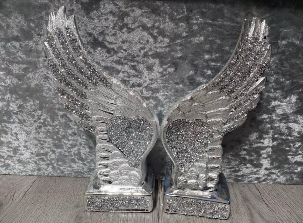 Crushed Diamond Bling Angel Wings Ornament