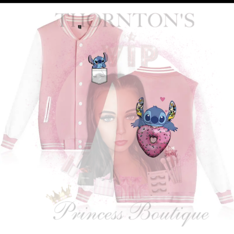 Donut Stitch Pink Baseball Style Jacket