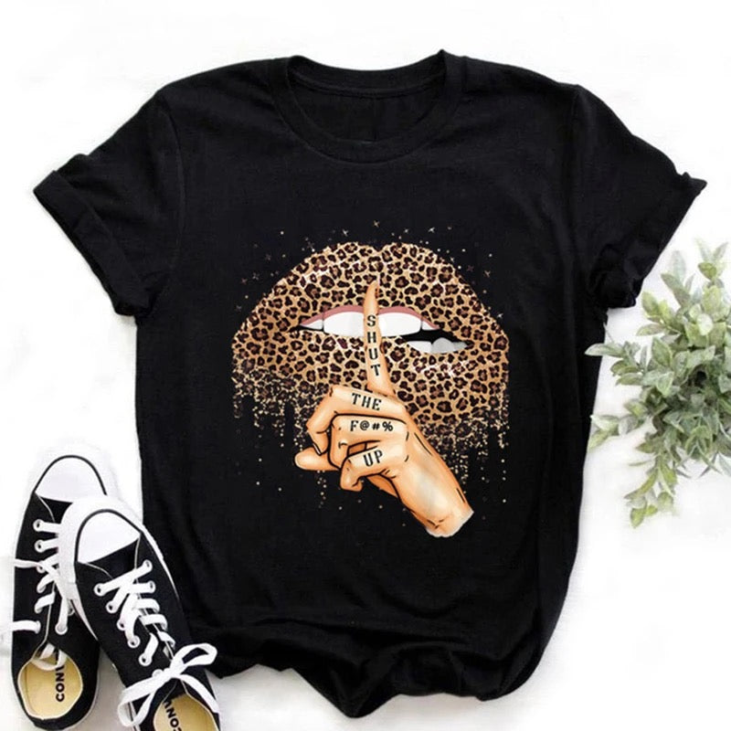 Leopard Print Lips Tee