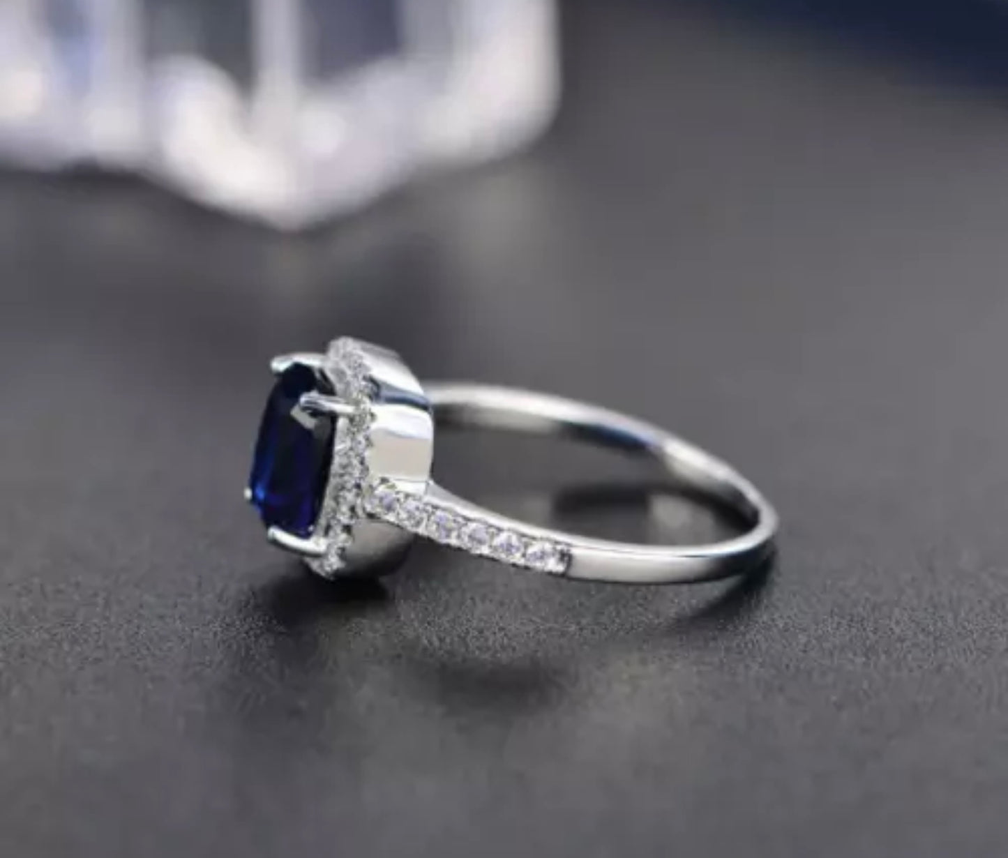 Cubic Zirconia Blue Engagement Ring