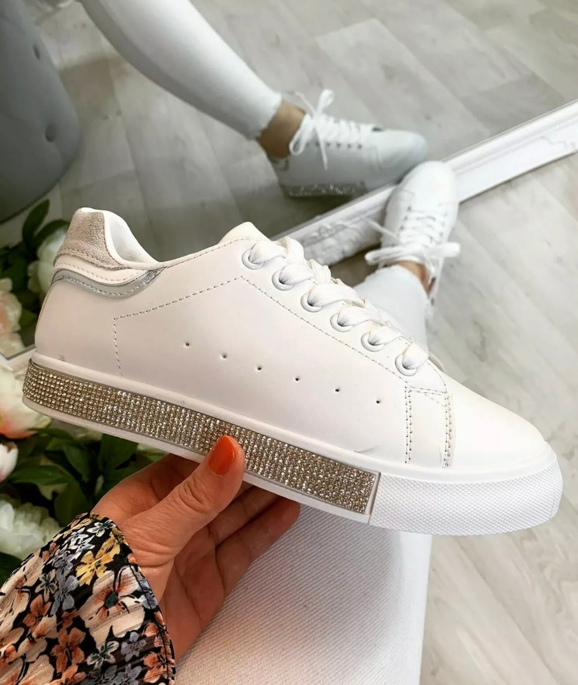 Diamanté Lace Up Pumps