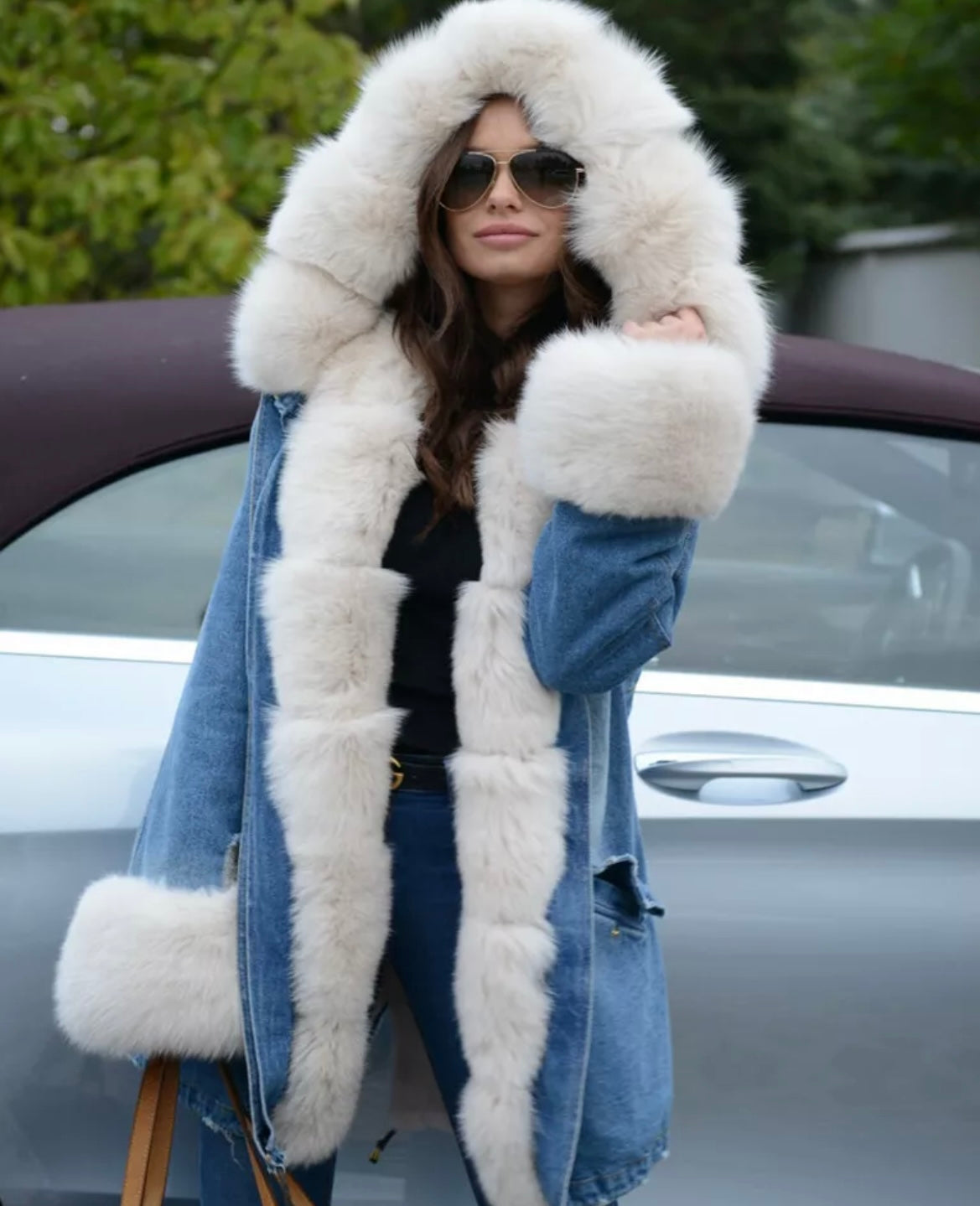 Nadia Denim Faux Fur Jacket