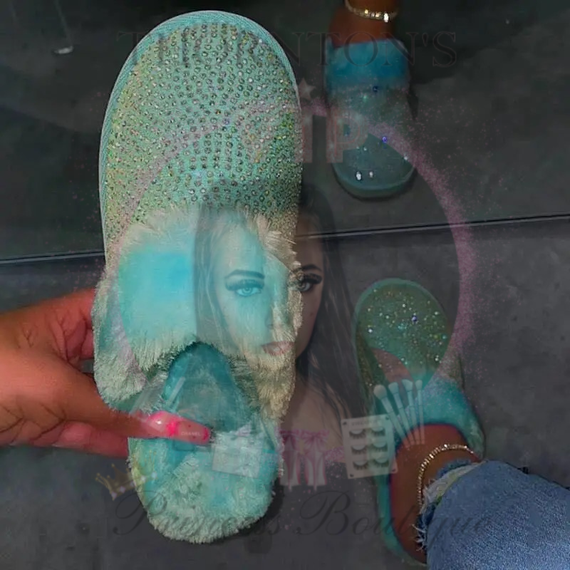 Sparkle Front Fur Slippers