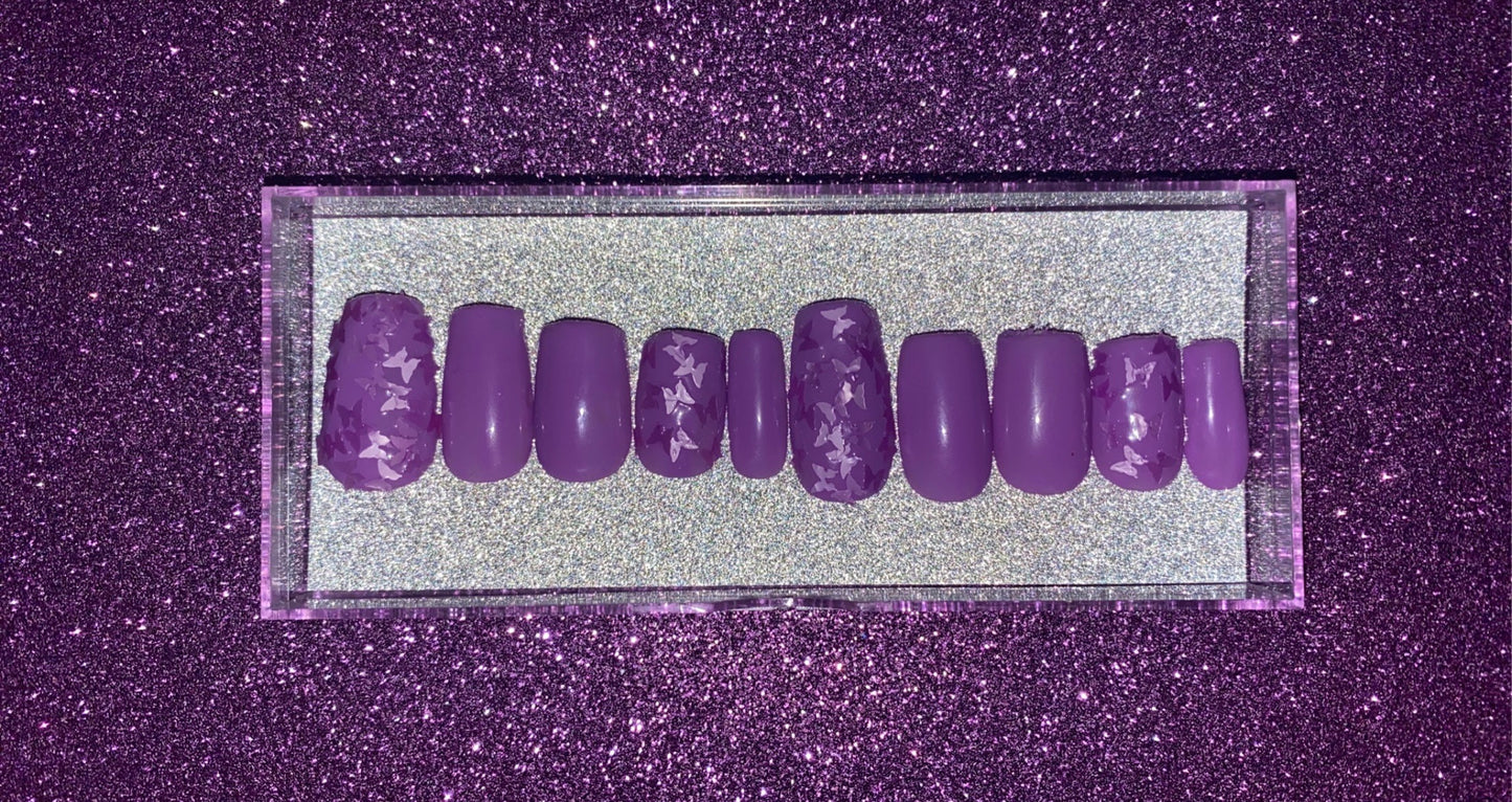 Purple Butterfly Nails