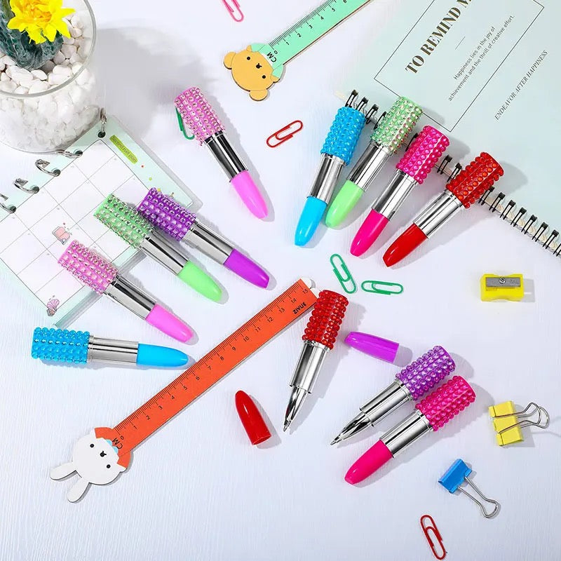 Novelty Rhinestone Lipstick Pens - Set Of 18