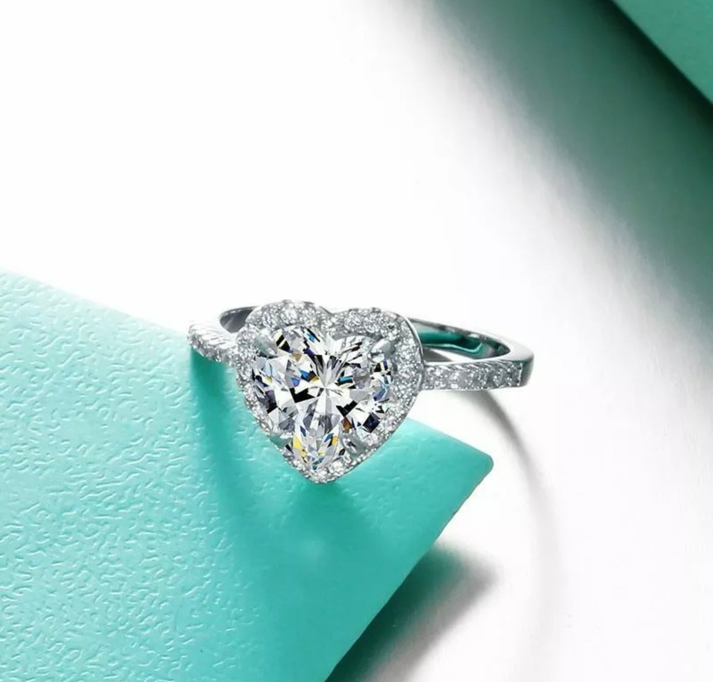 Cubic Zirconia White Heart Ring
