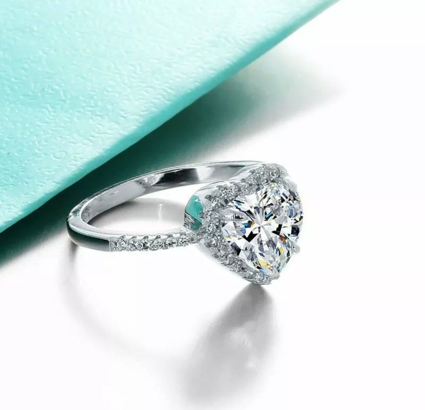 Cubic Zirconia White Heart Ring
