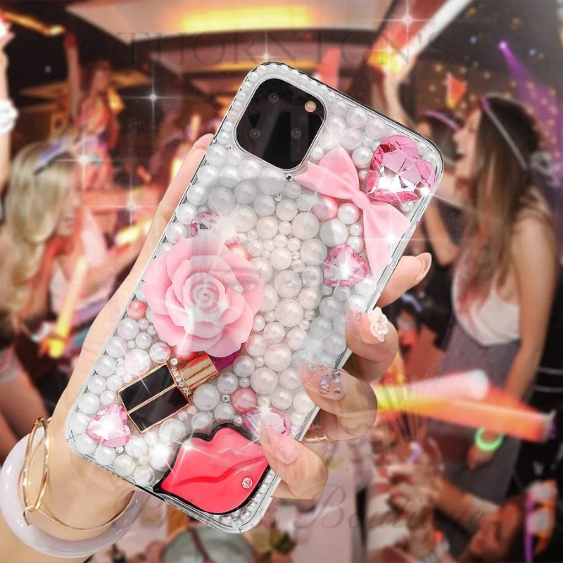 Rhinestone Pearl Lipstick Bling Phone Case