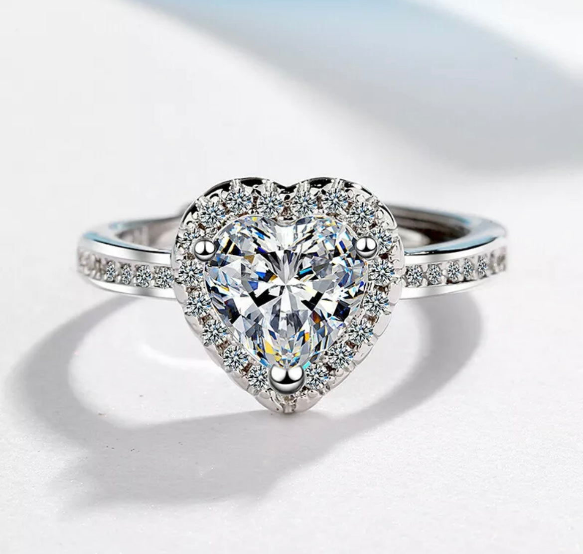 Silver Stone Heart Ring
