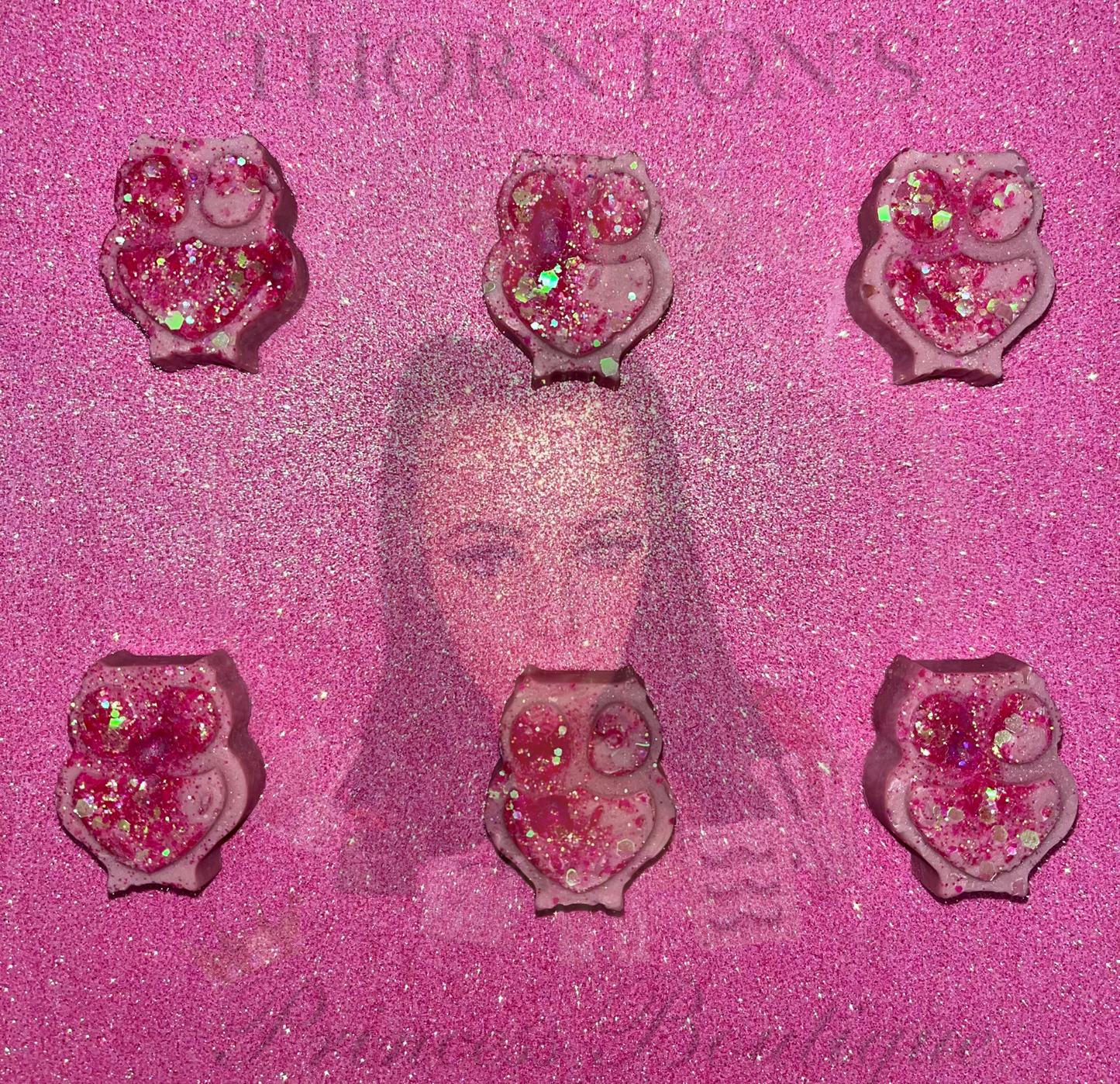 Pack Of 3 Pink Glitter Owls