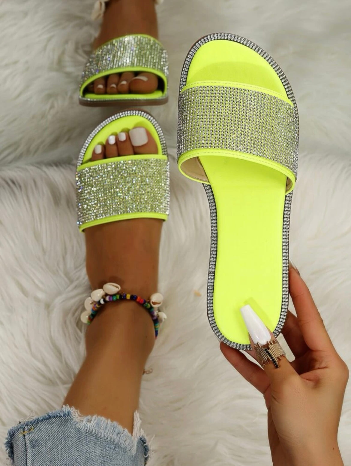 Rhinestone Slip On Sandals
