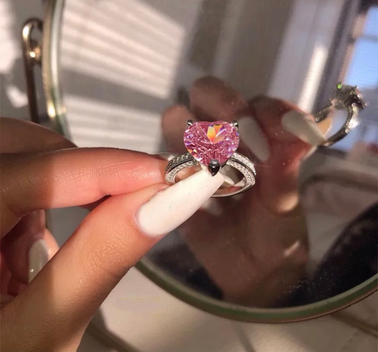 Pink Heart Cubic Zirconica Ring