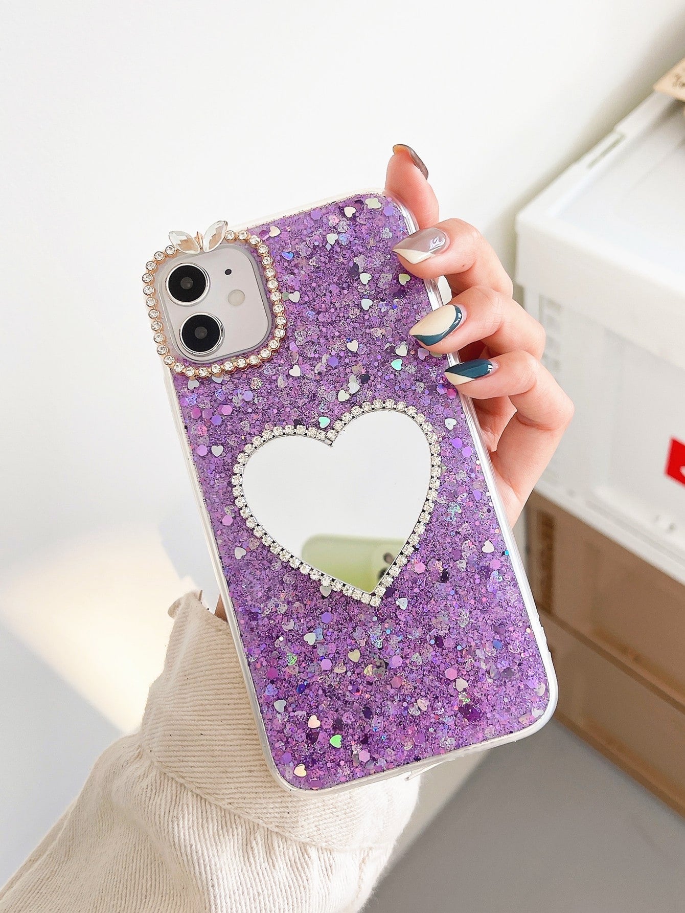 Heart Mirror Glitter Phone Case
