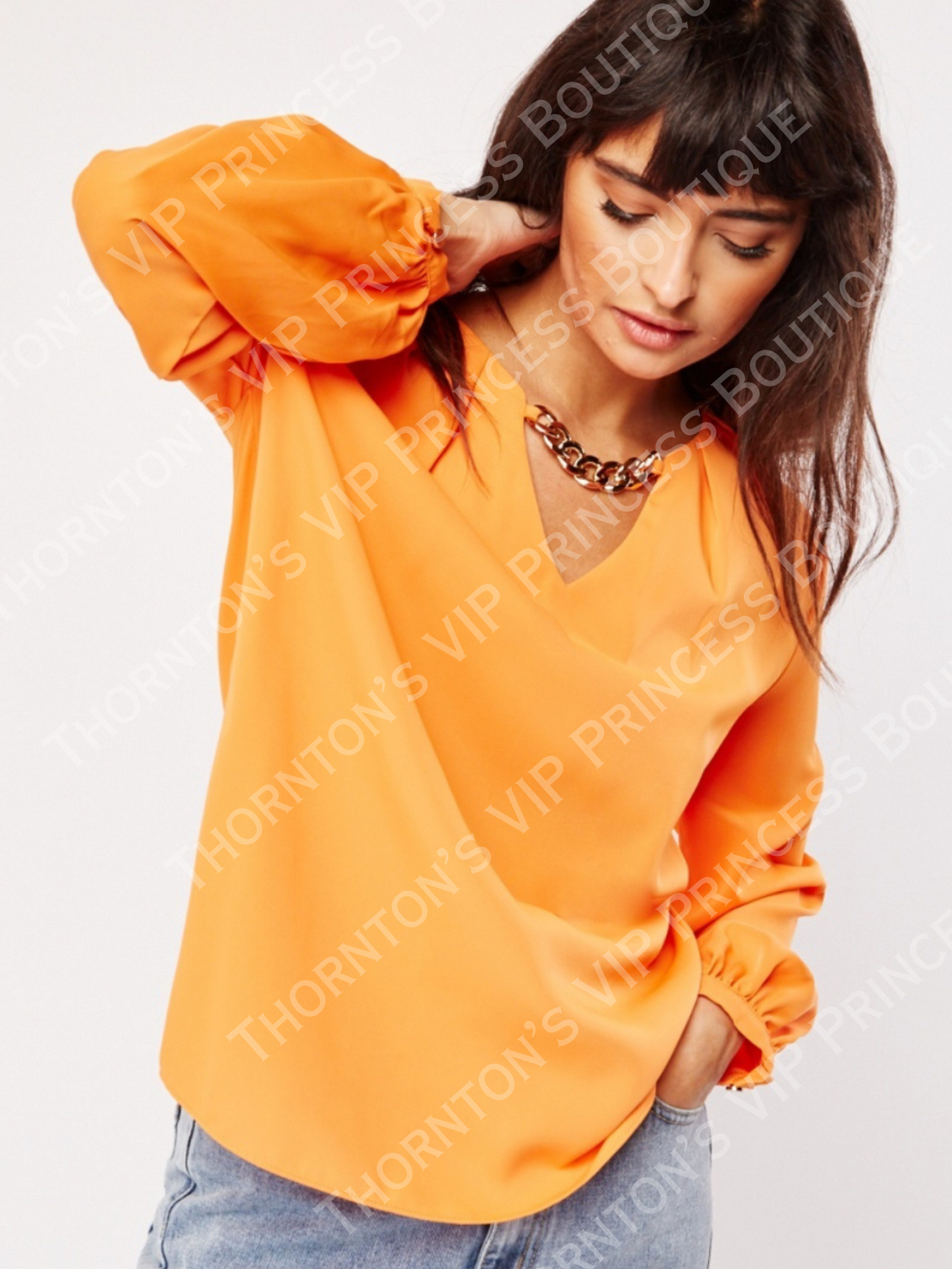 Decorative Chain Long Sleeve Blouse