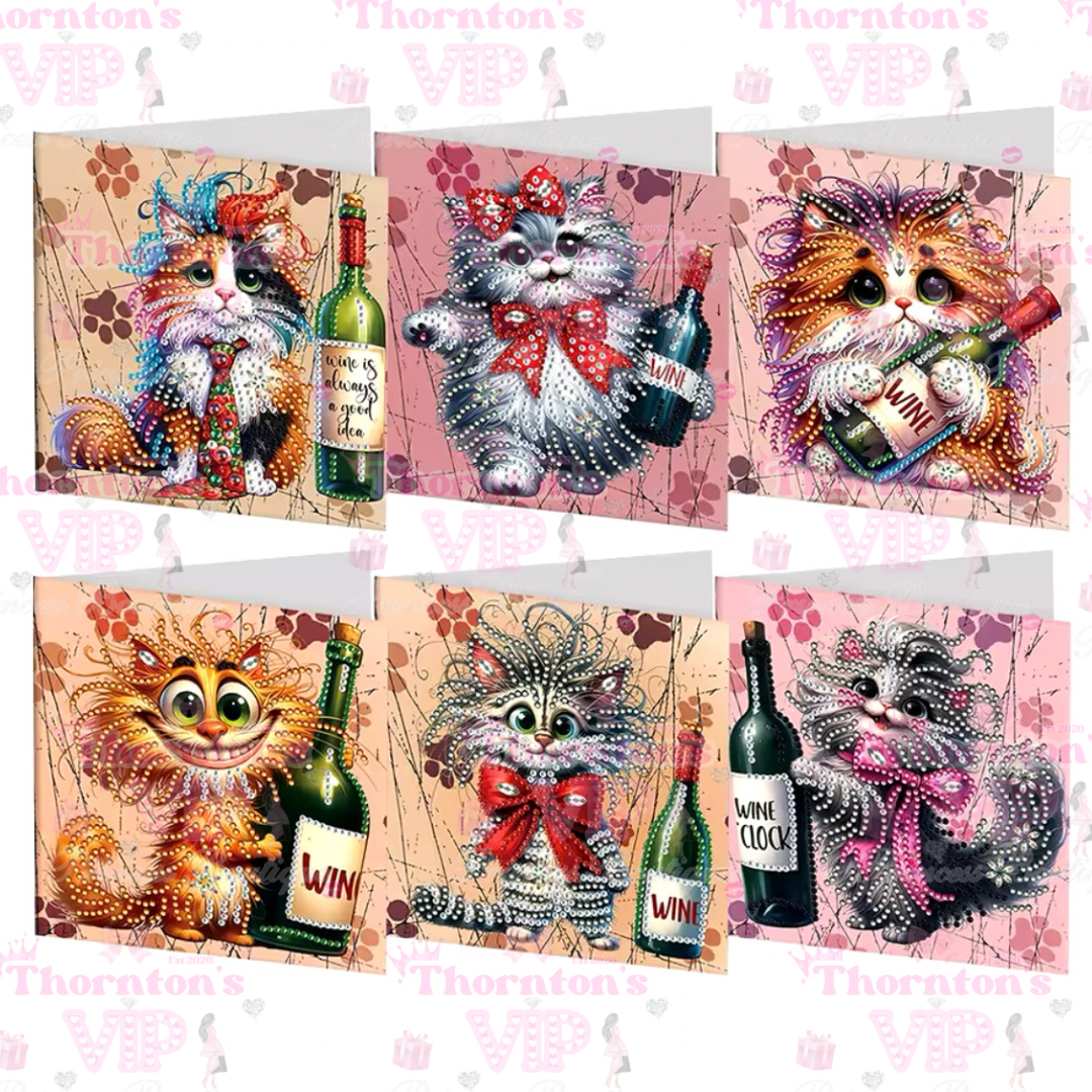 DIY Diamond Art Drunken Cats Cards Set Of 6