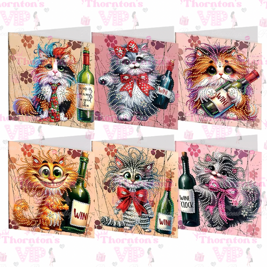 DIY Diamond Art Drunken Cats Cards Set Of 6