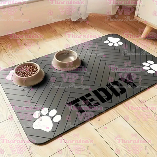 Large Personalised Pet Feeding Mat – Custom Food & Water Bowl Placemat for Dogs or Cats