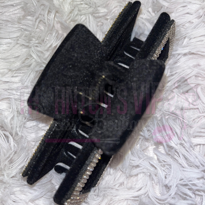 Gorgeous Black Velvet Diamanté Hair Claw Clip