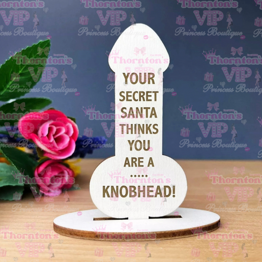 Funny Secret Santa Gift – Engraved Wooden Desk Ornament with Stand | Novelty Christmas Present