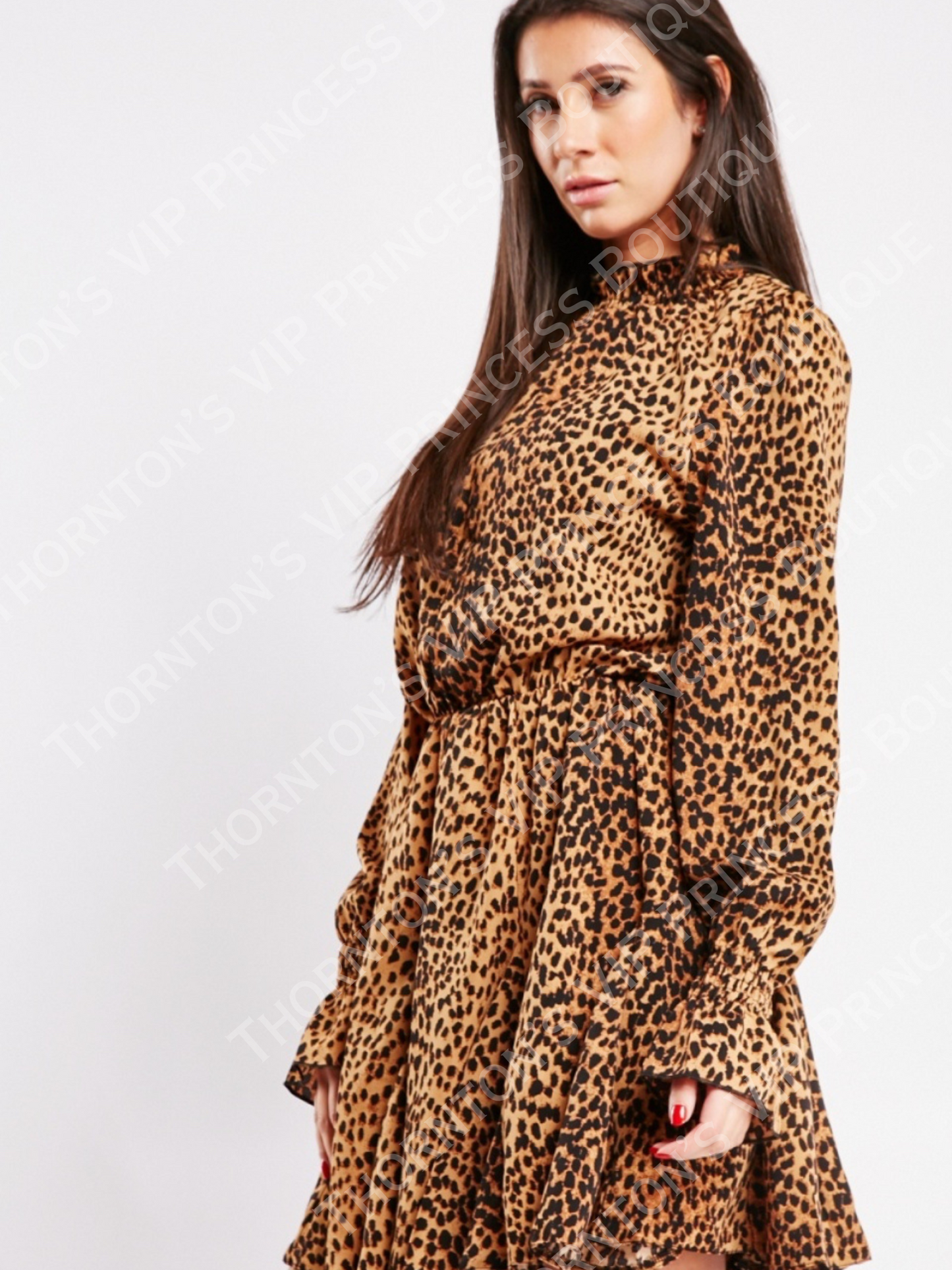 AXPARIS Leopard Print Mini Dress