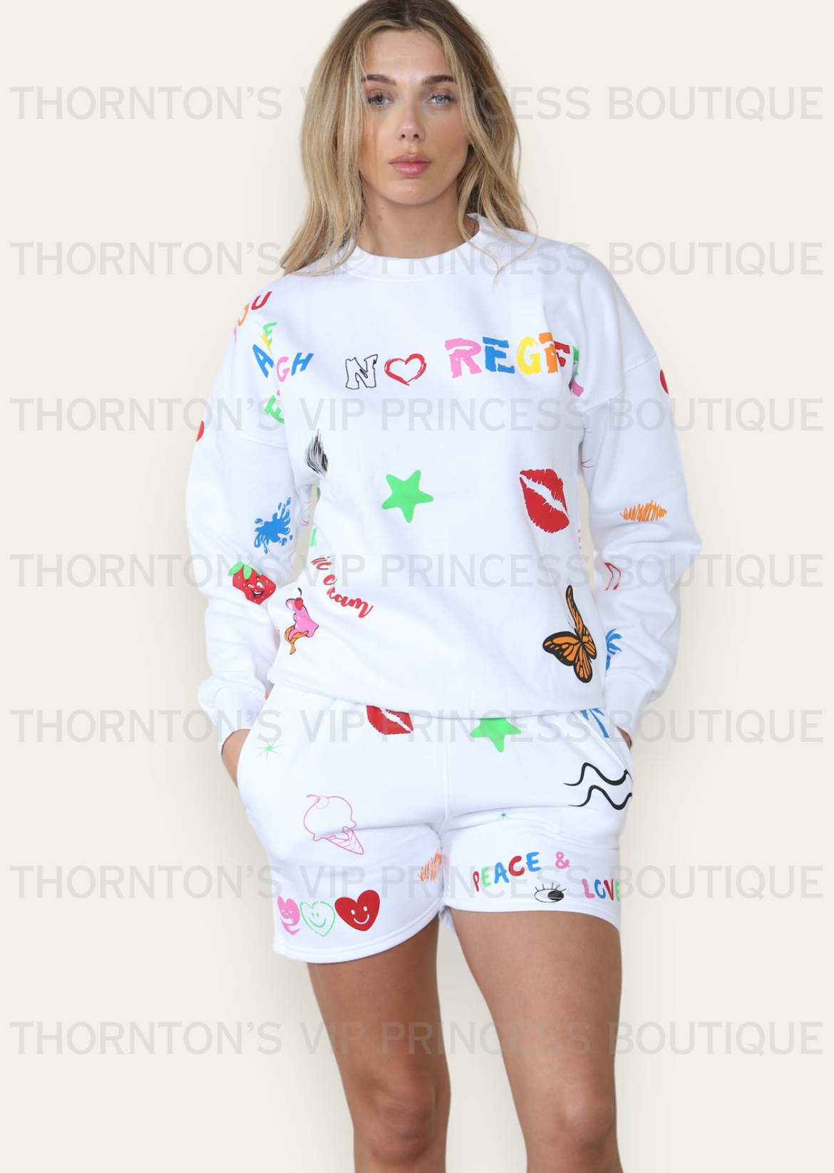 No Regrets Print Short Tracksuit