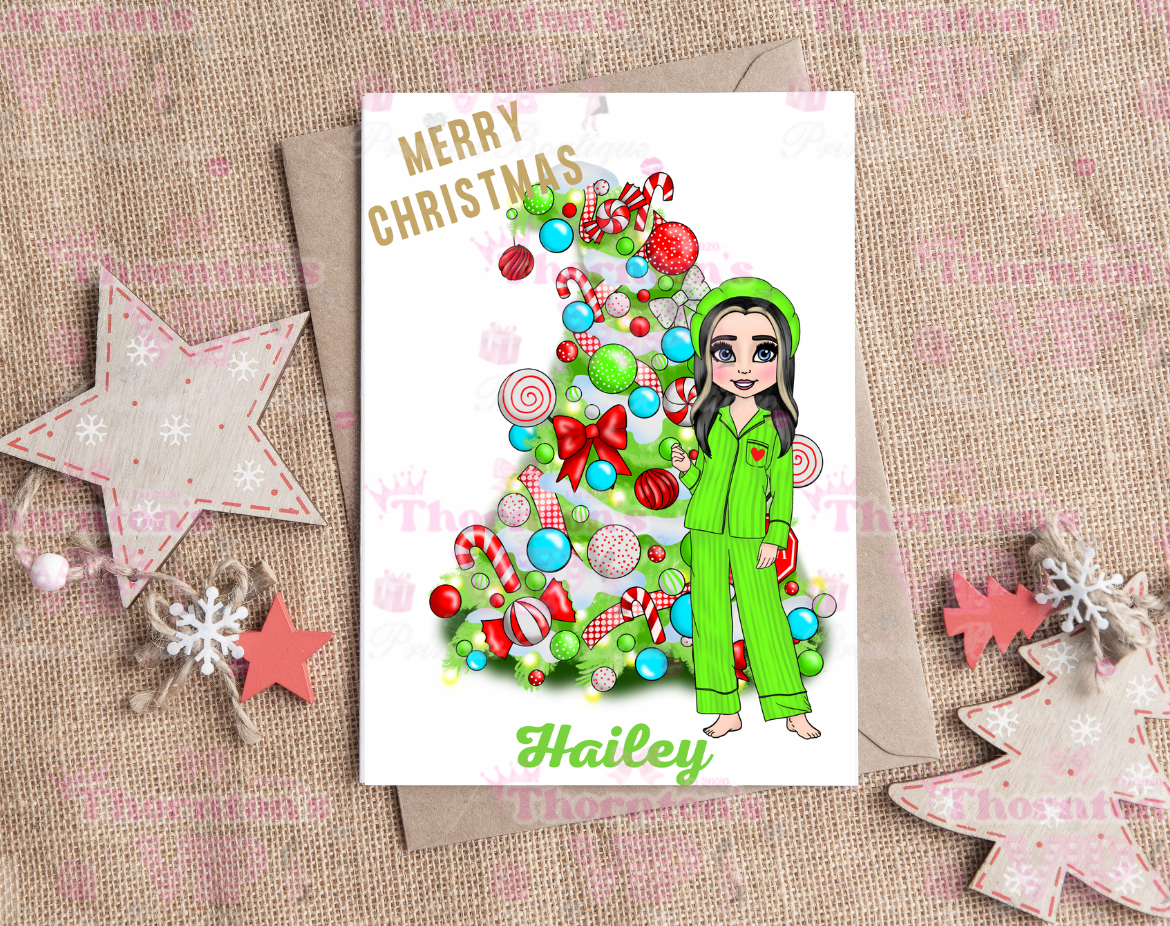 Grinchy Make Up Inspired Dolly Personalised Christmas Card