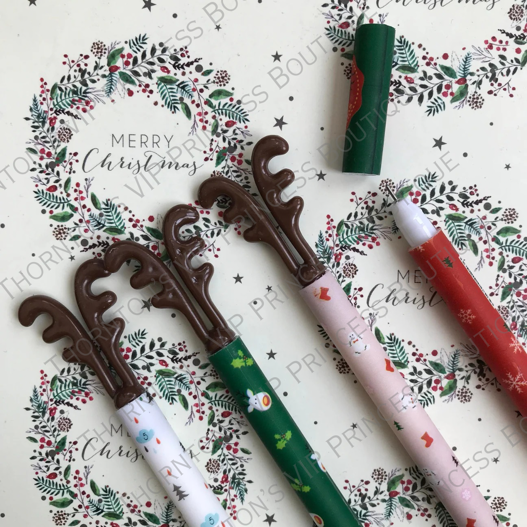 Christmas Reindeer Gel Pens - Set Of Four