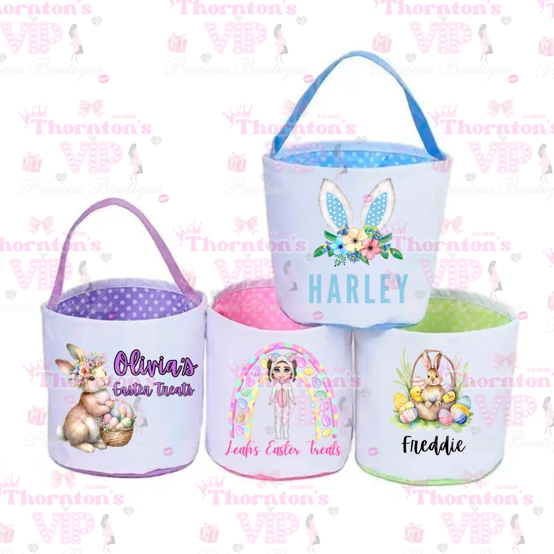 Easter Personalised Polka Dot Bucket Bags