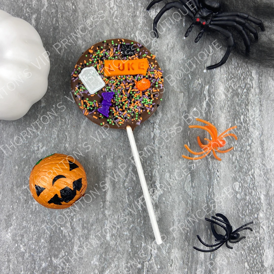 Personalised Belgium Chocolate Halloween Lollipops