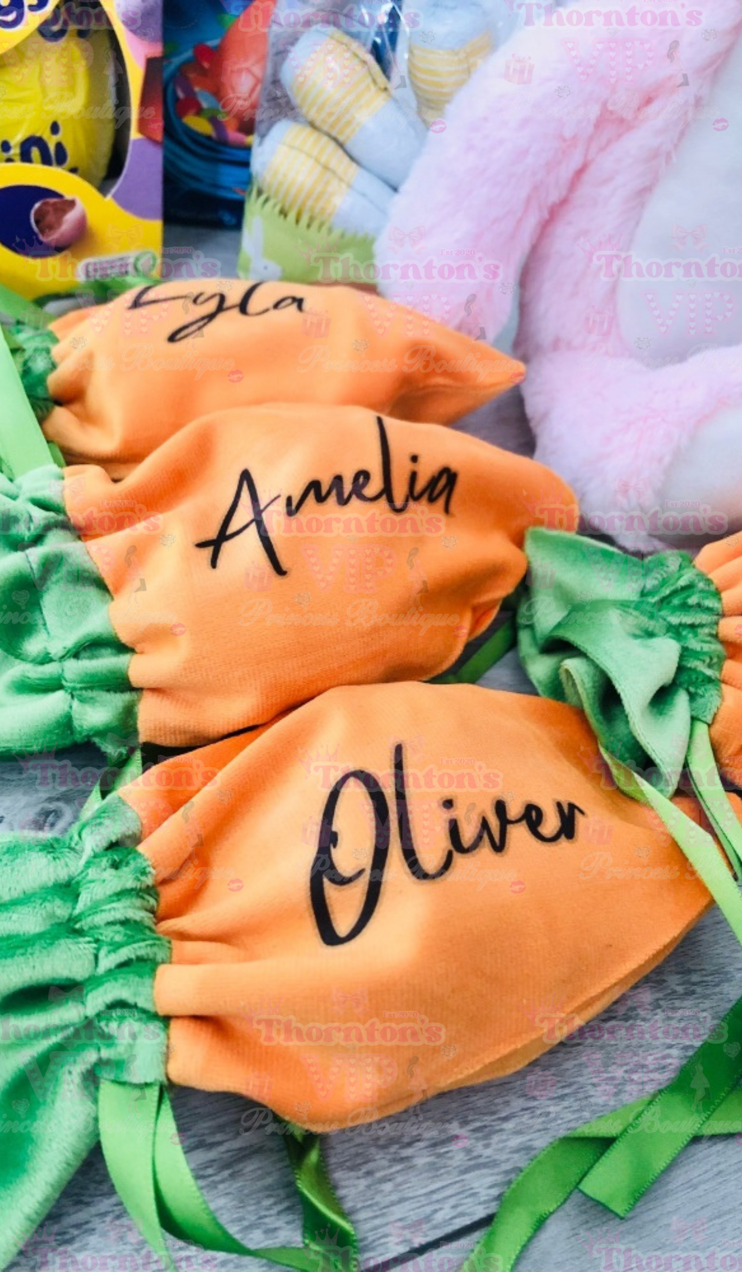 Personalised Easter Carrot Drawstring Treat Bag