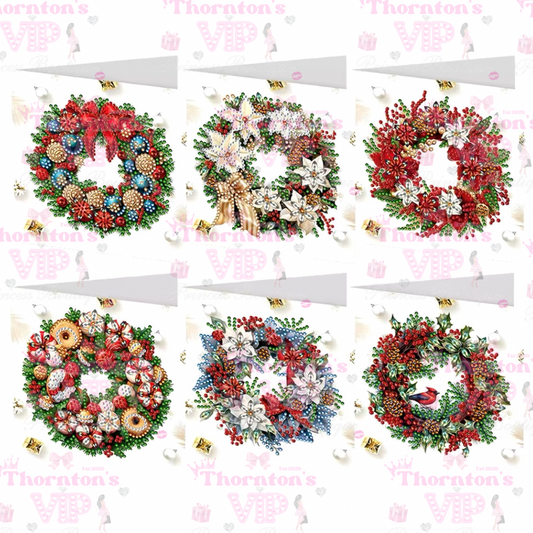 DIY Diamond Art Christmas Wreath Cards Set Of 6