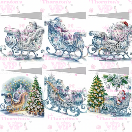 DIY Diamond Art Christmas Sleigh Cards Set Of 6