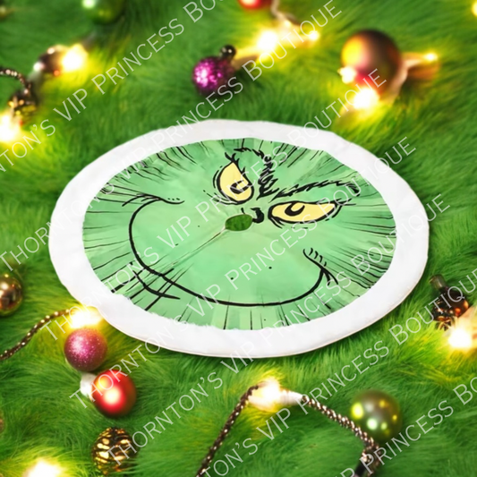 LED Eyes Grinch Christmas Tree Skirt