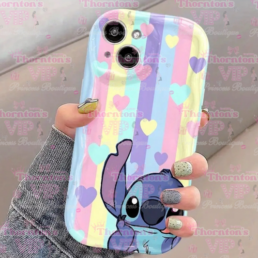 Rainbow Heart Cartoon-Inspired Phone Case – Cute Pastel Protective Cover for iPhone