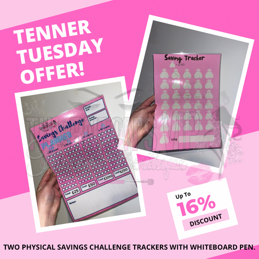 TENNER TUESDAY OFFER - Two Physical Money Savings Tracker With Whiteboard Pen (RRP £12)