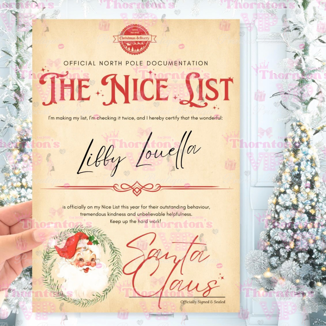 The Nice List Christmas Certificate