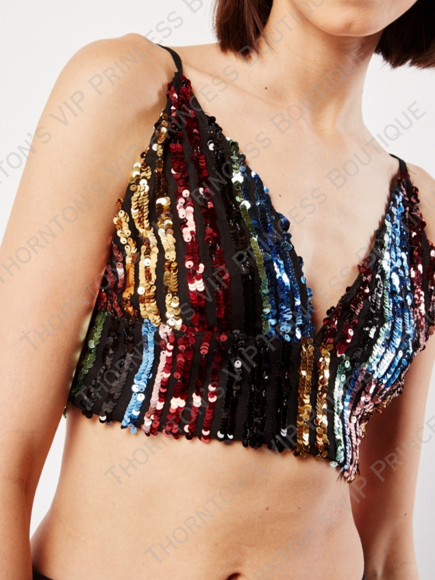 Disco Sequin Low Plunge Bralette