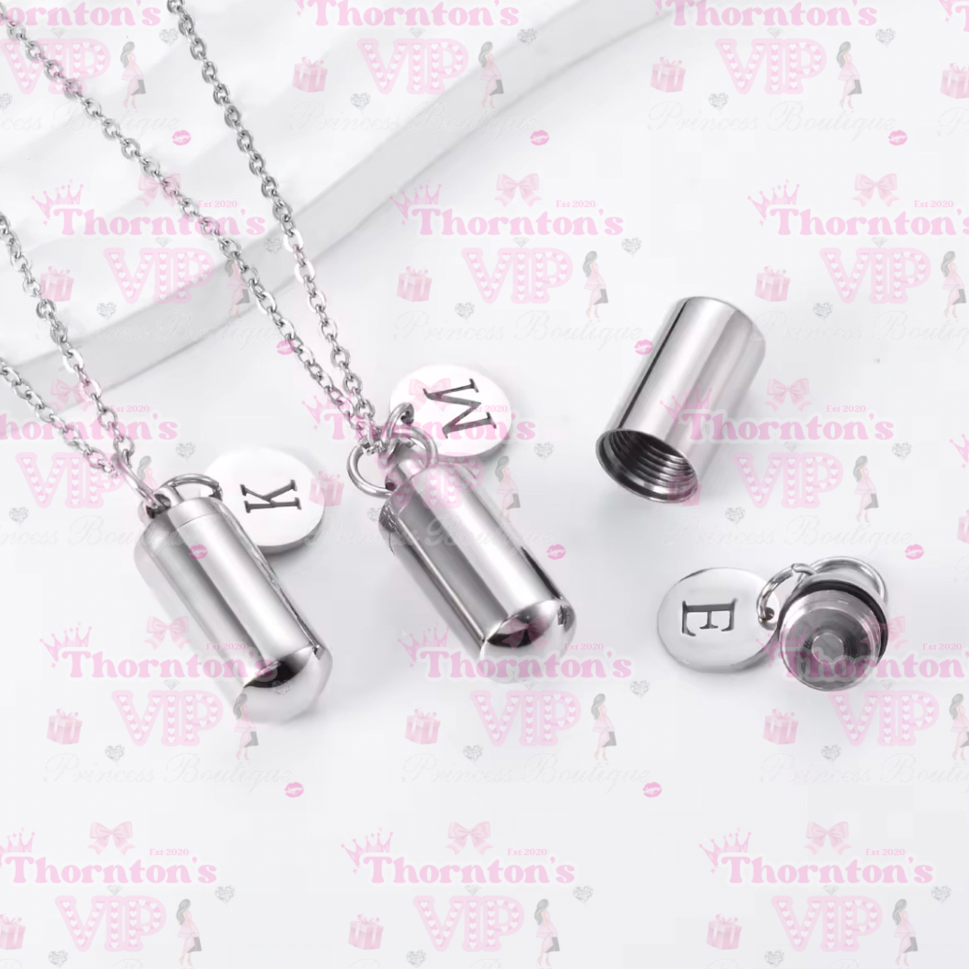 Initial Memory Cylinder Ashes Necklace