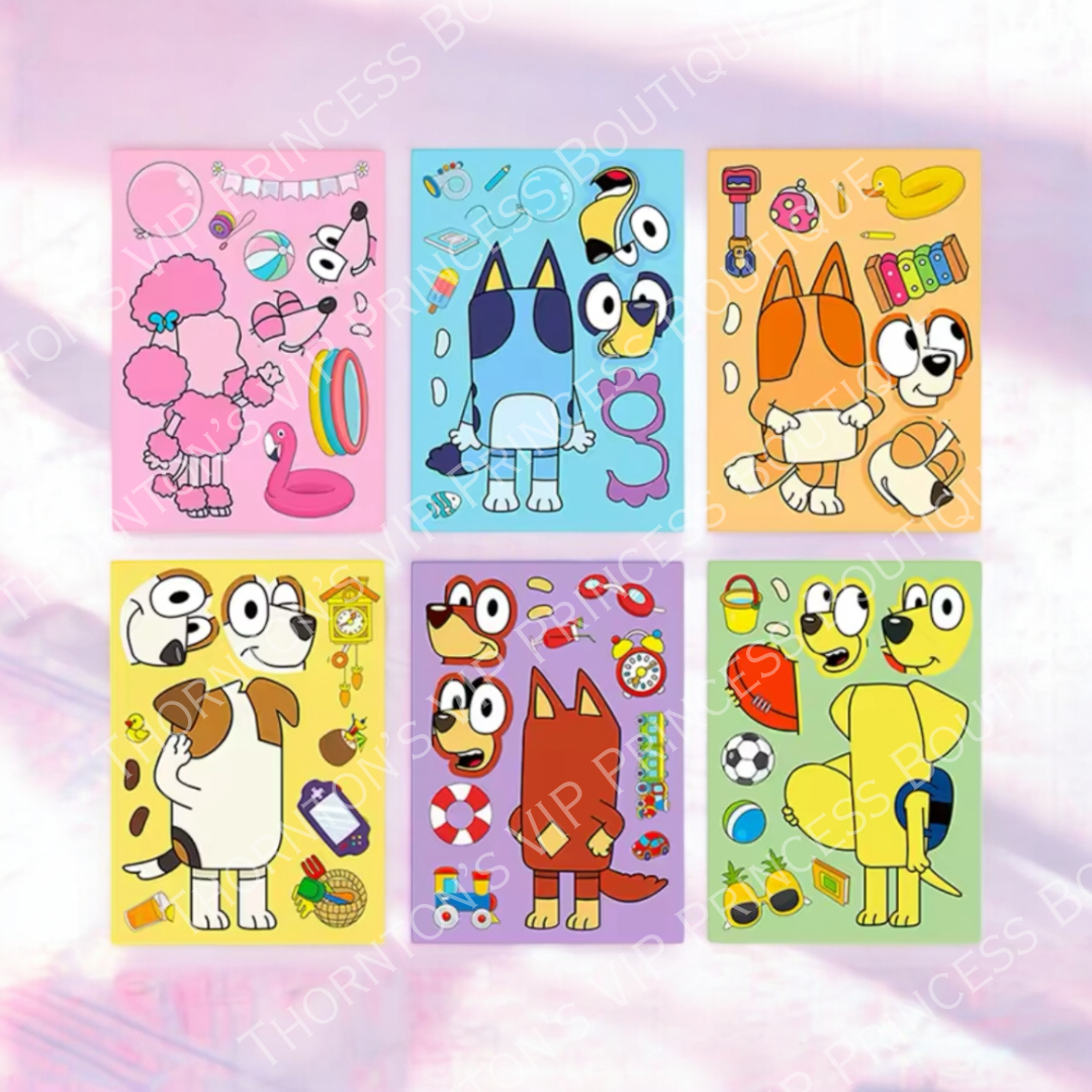 Popular Blue Dog Kids Sticker Sheets - 18 Sheets